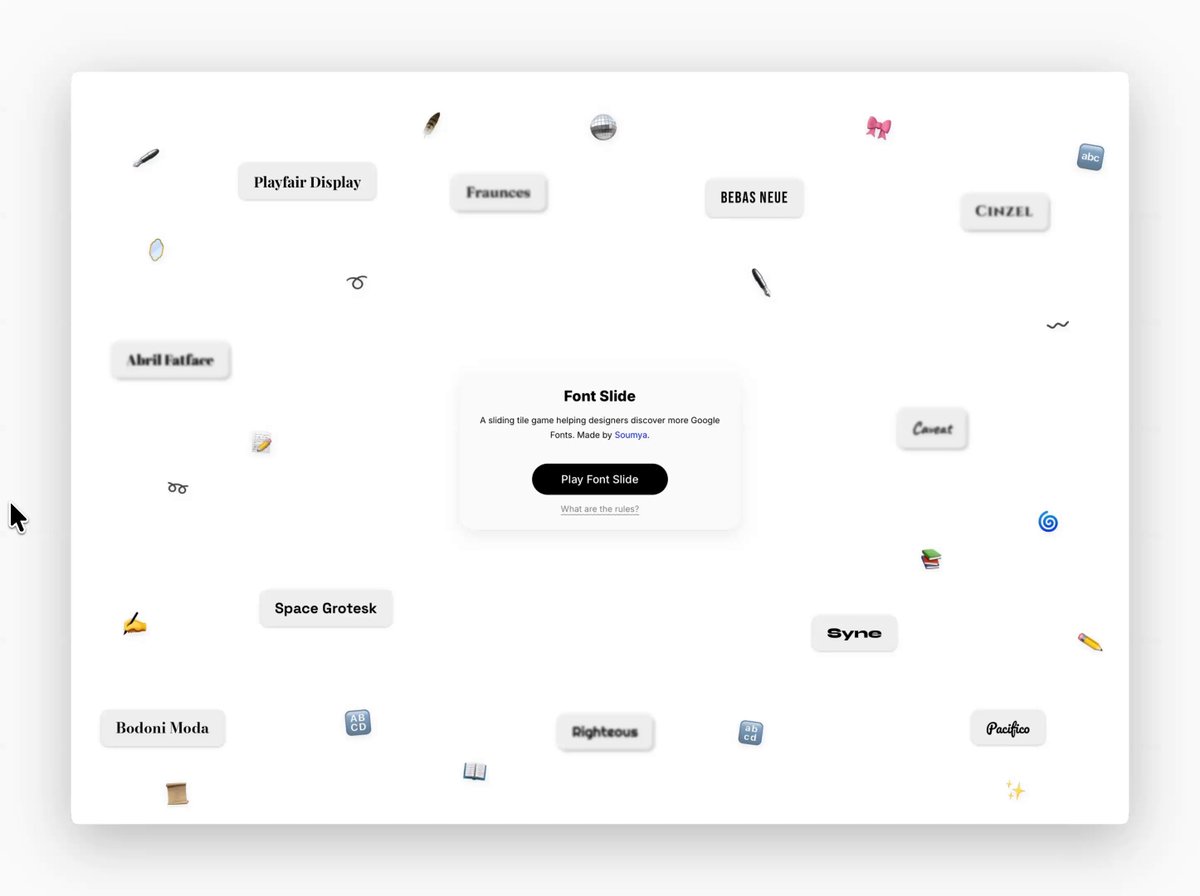 9x9 sliding puzzle that reveals a Google Font