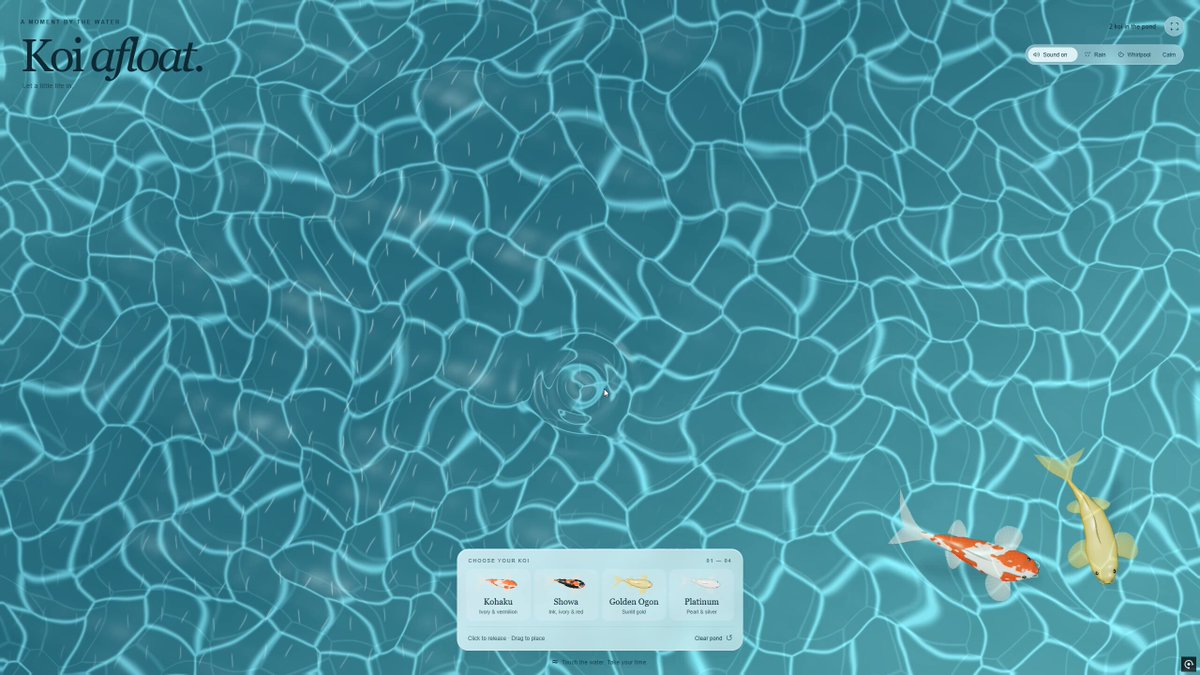 Video preview of interactive browser koi pond