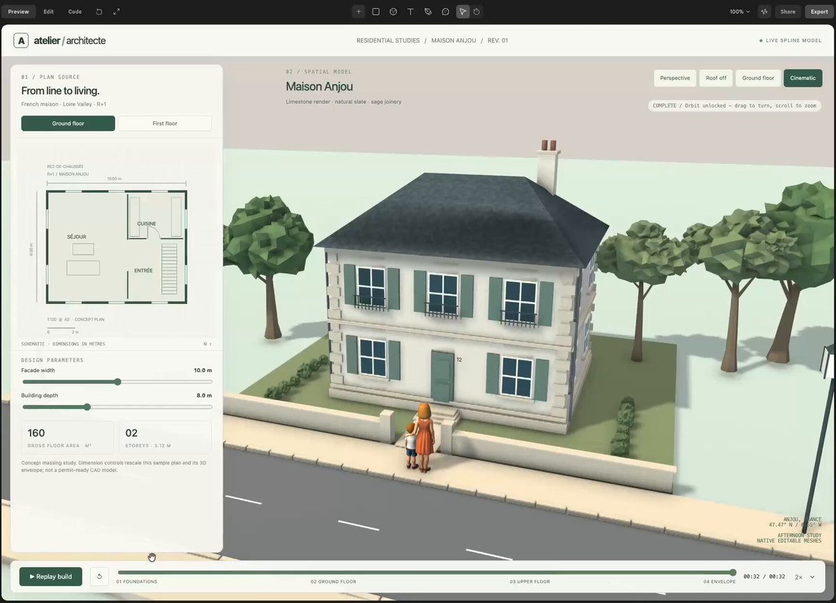 Video thumbnail of interactive Spline 3D house presentation