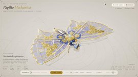 Mechanical butterfly rendered in Three.js