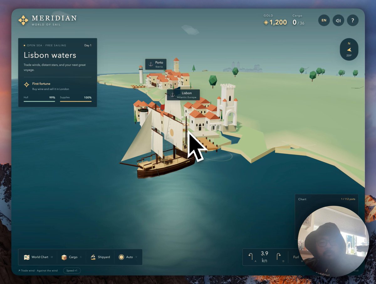 Video of an Uncharted Waters-style sailing, trading, and exploration game made with Astra