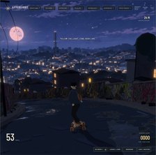 Three.js skateboarding scene on a moonlit night