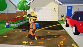 Pressure Wash Panic gameplay cleaning a driveway while avoiding cats and plants