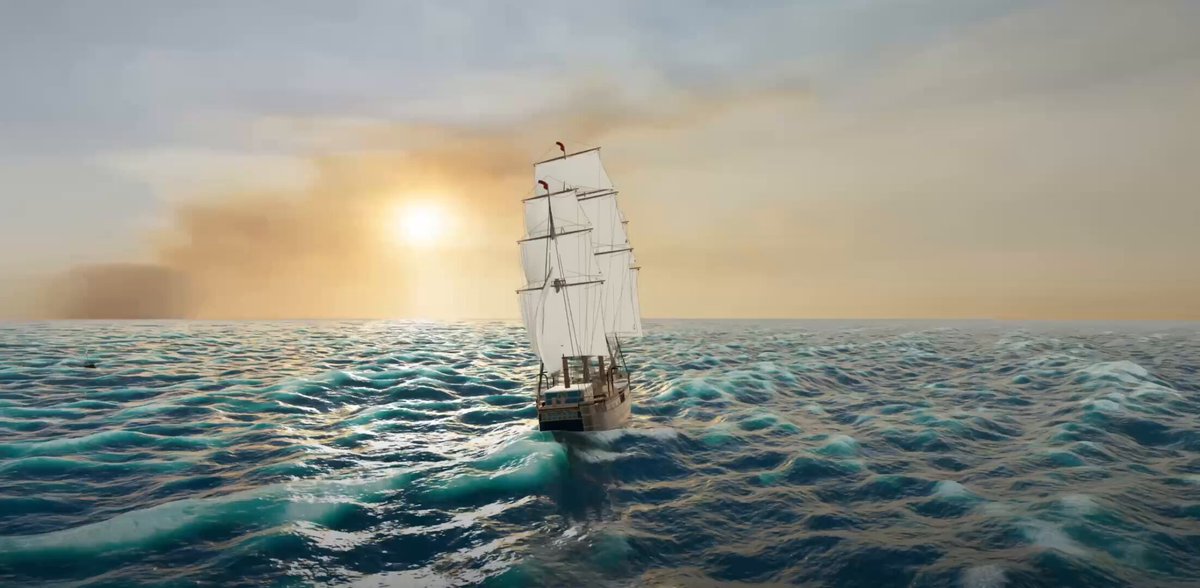 Video of an Astra-built browser sailboat with water simulation and weather