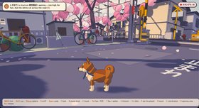 Gameplay video of cel-shaded Shiba San cozy town with Three.js