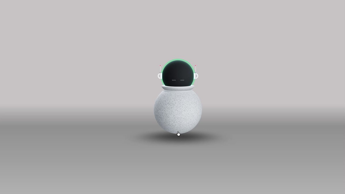 Interactive 3D robot hero with glowing screen and animations in React Three Fiber via Google AI Studio