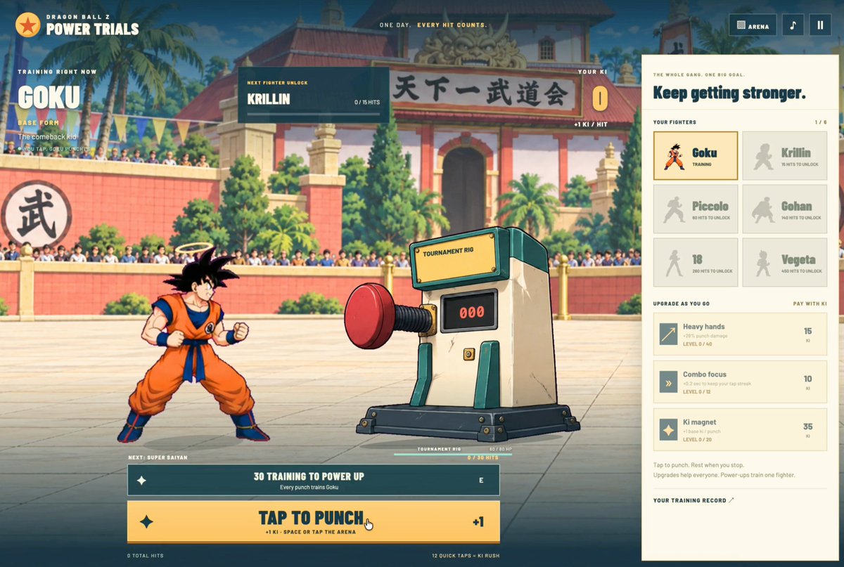 DBZ world tournament idle clicker preview