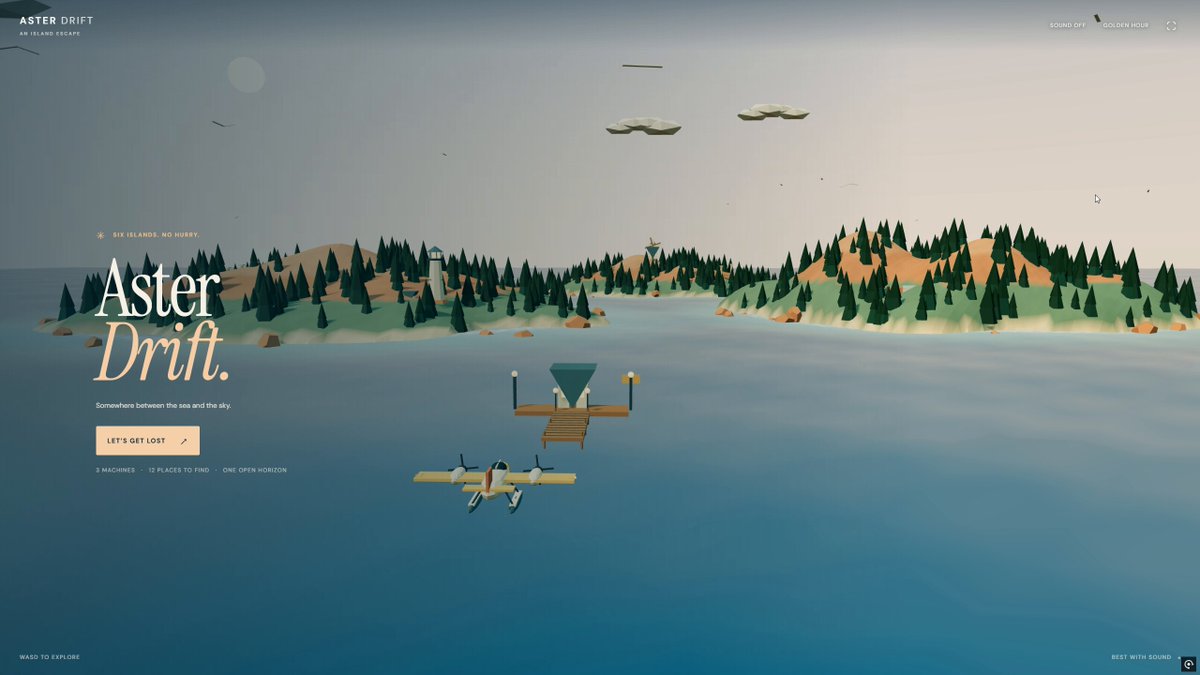 Video preview of Aster Drift browser world with seaplane and islands