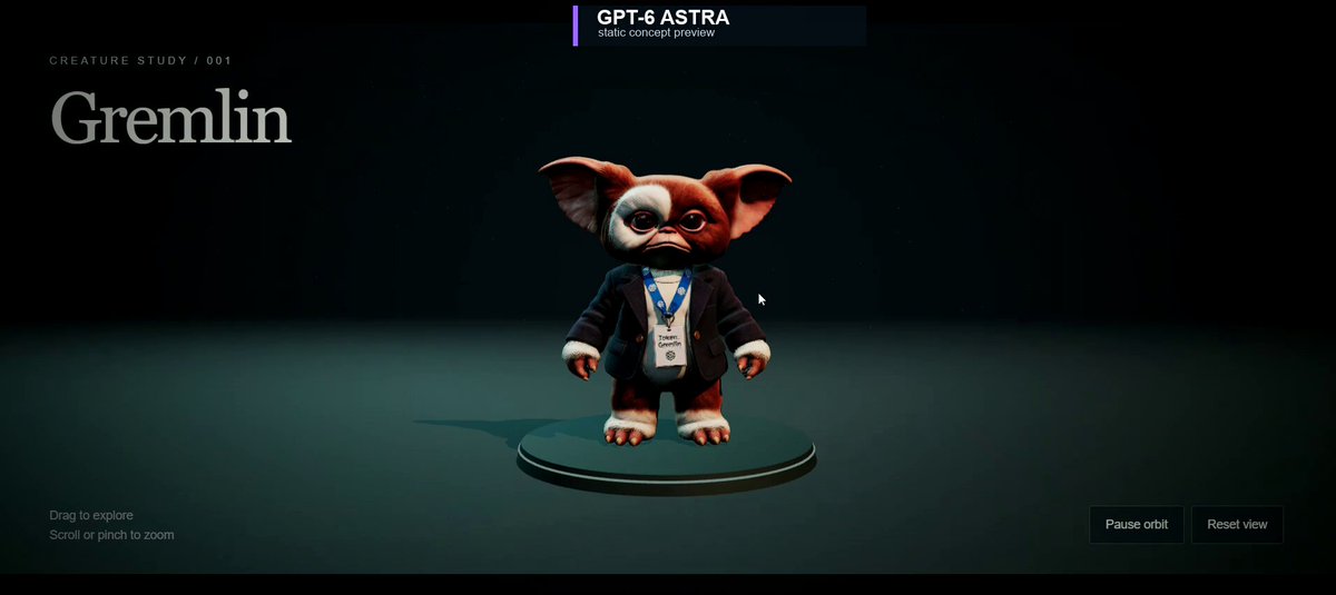 Video preview of interactive Token Gremlin 3D character
