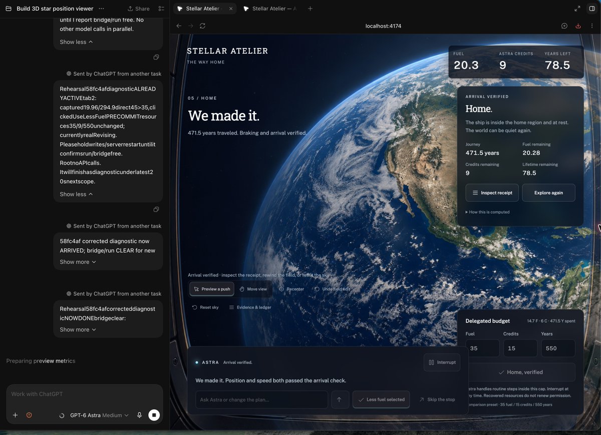 Codex screenshot showing Astra planning a Lost in space game