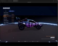 3D Rocket Arena car garage with animated paint finishes