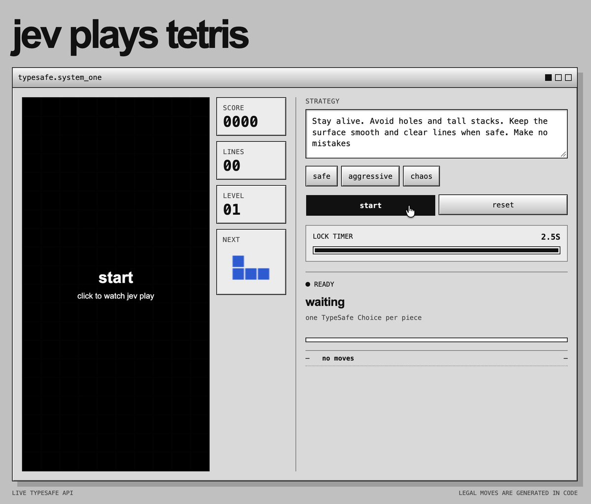 Jev placing Tetris pieces at generation speed