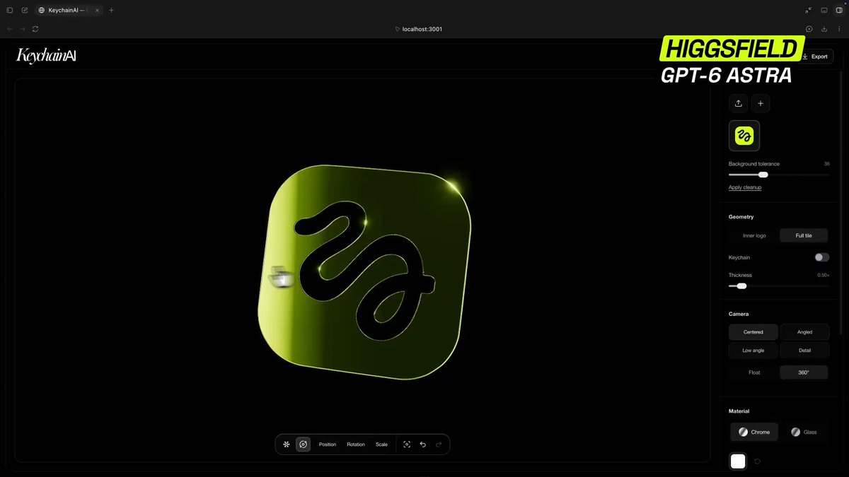 Video thumbnail of a chrome-and-glass 3D logo editor