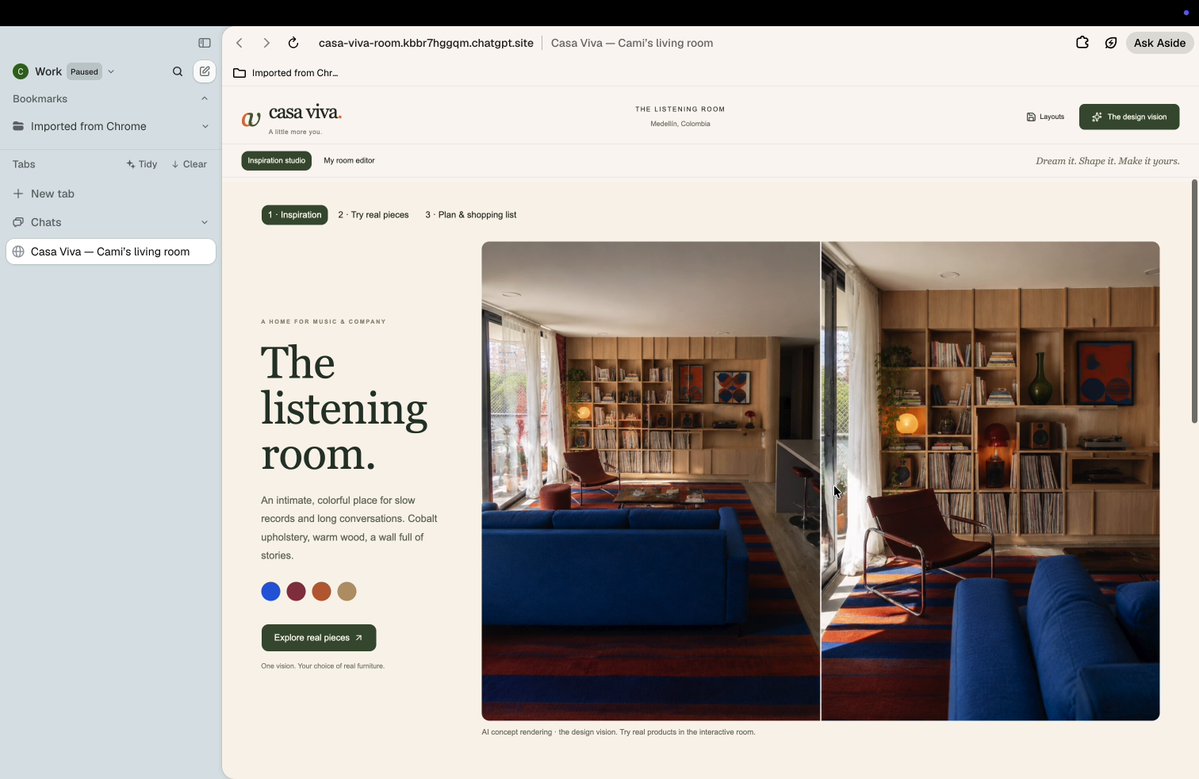 Interactive playground for testing furniture options from floor plan and Pinterest inspo