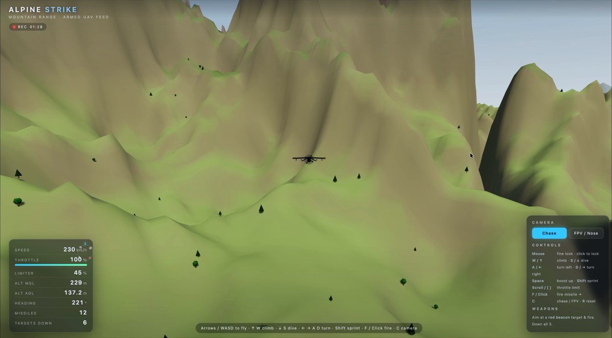 Alpine Strike single-HTML drone-combat game preview