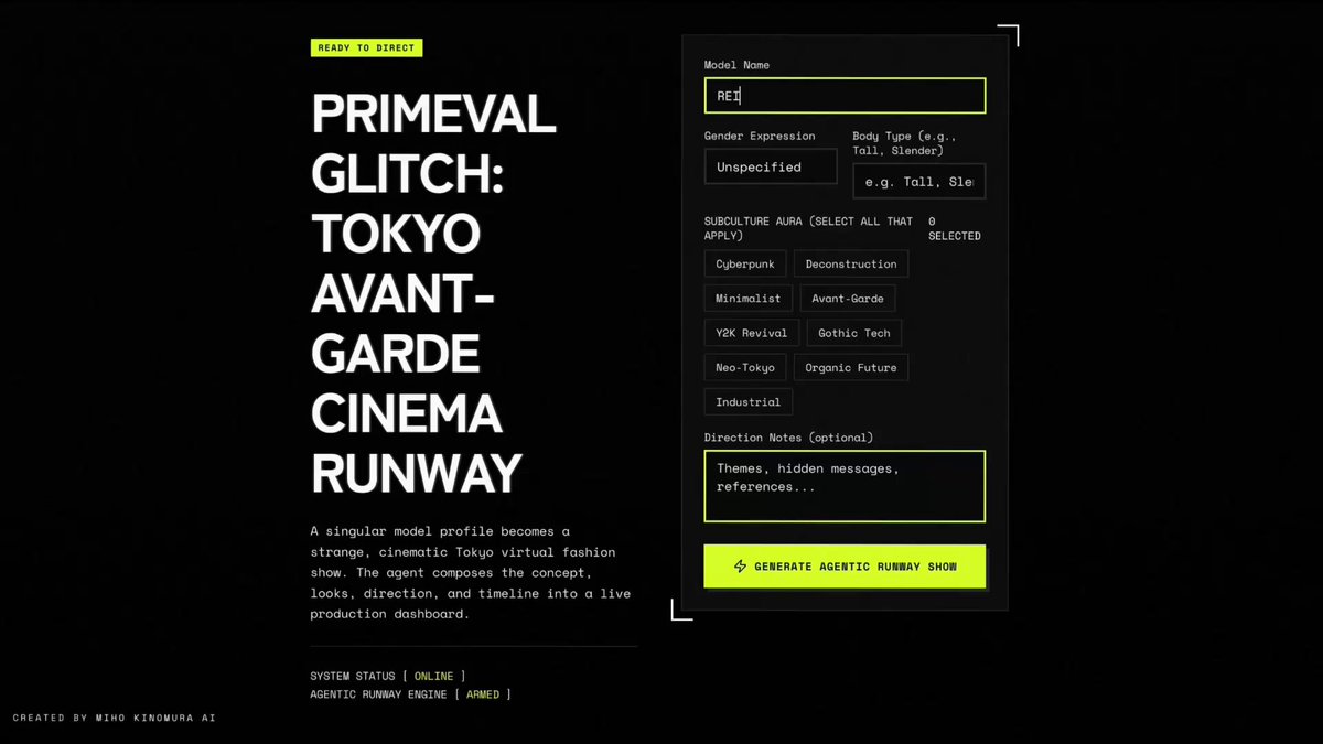 Virtual fashion runway production from a brief