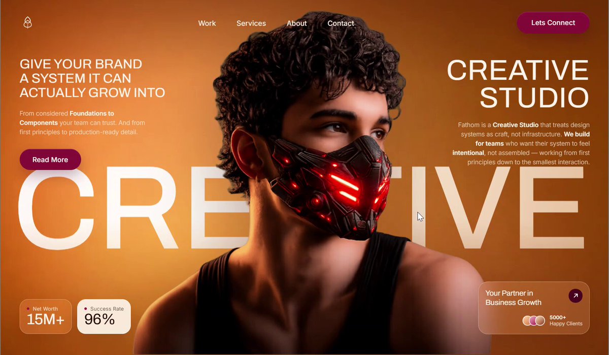 Interactive creative-studio landing page preview