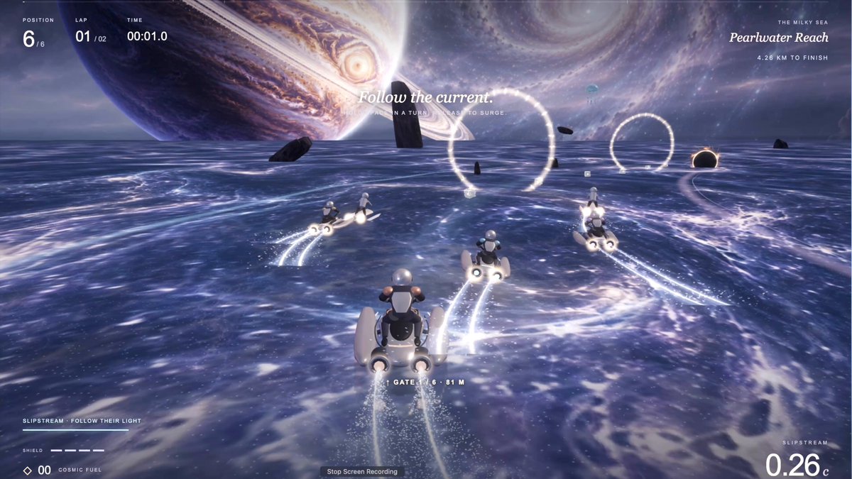Video preview of surrealist space race game Cosmic Tides