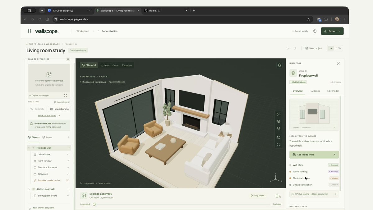Video thumbnail of a floor plan with stud and utility line indicators
