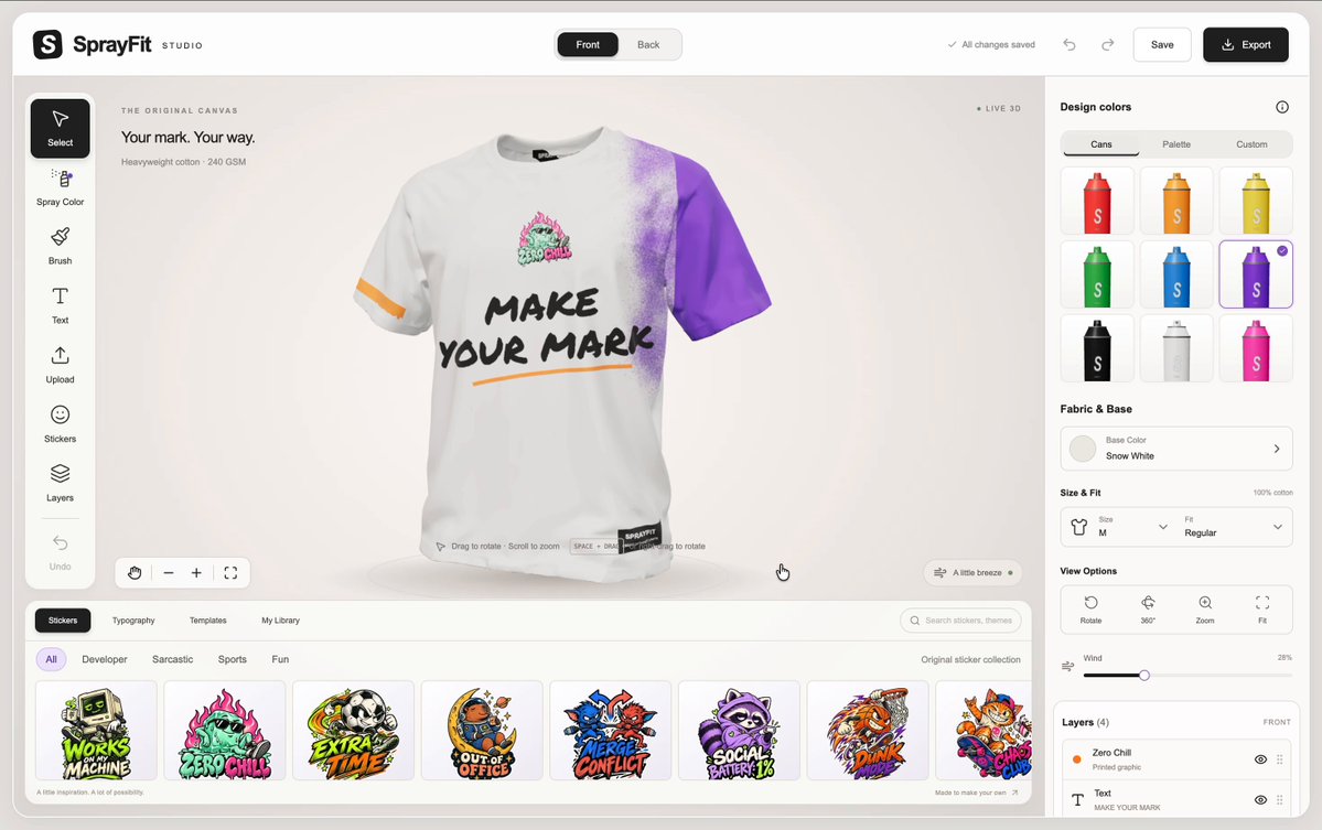 Video preview of browser 3D T-shirt customization studio