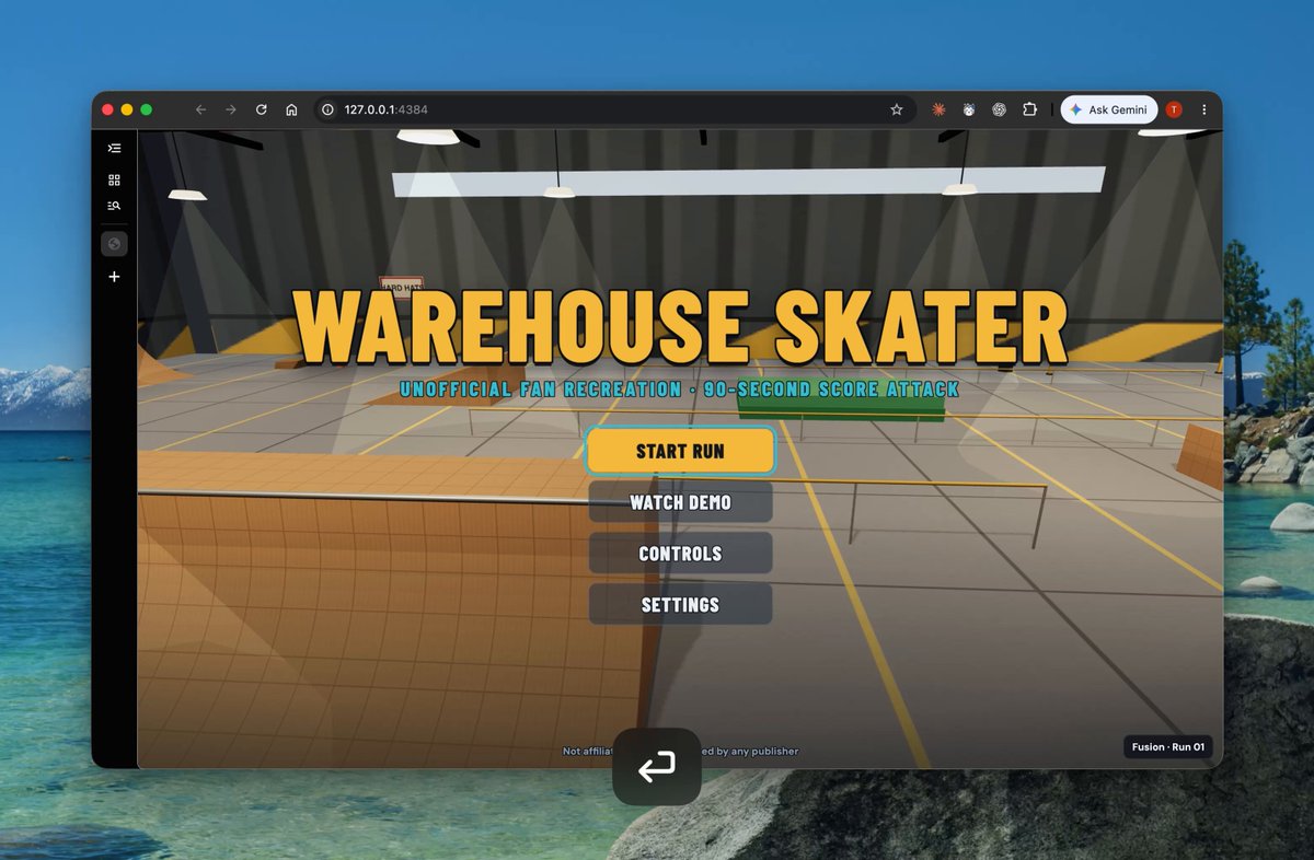 Roblox-style skater game made with Devin Fusion led by Fable 5.1 Medium