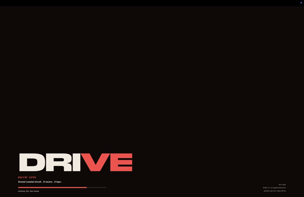 Video of a playable coastal arcade racing game built with 404-generated assets