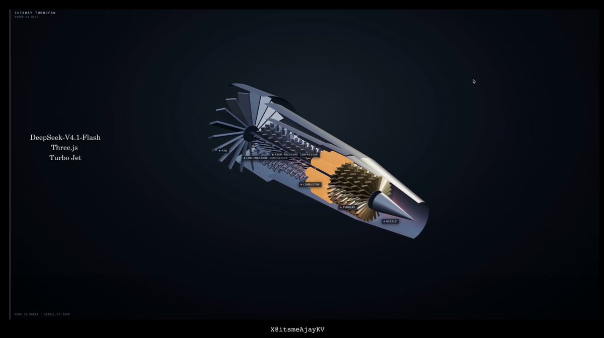 Video of a cutaway turbofan engine Three.js simulation