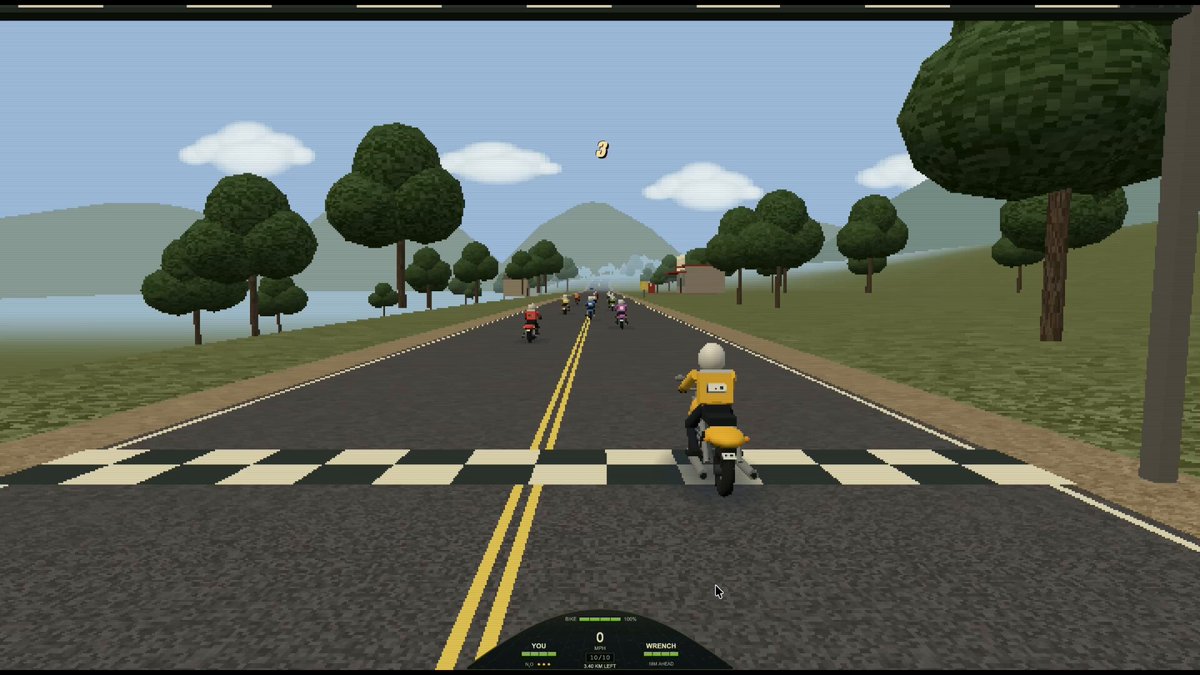 Retro Road Rash-style motorcycle combat racing game