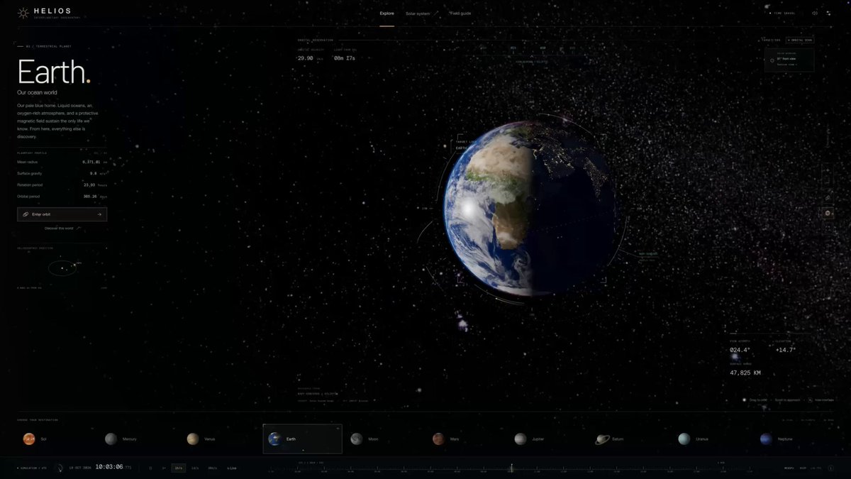 Interactive solar system render built with Astra