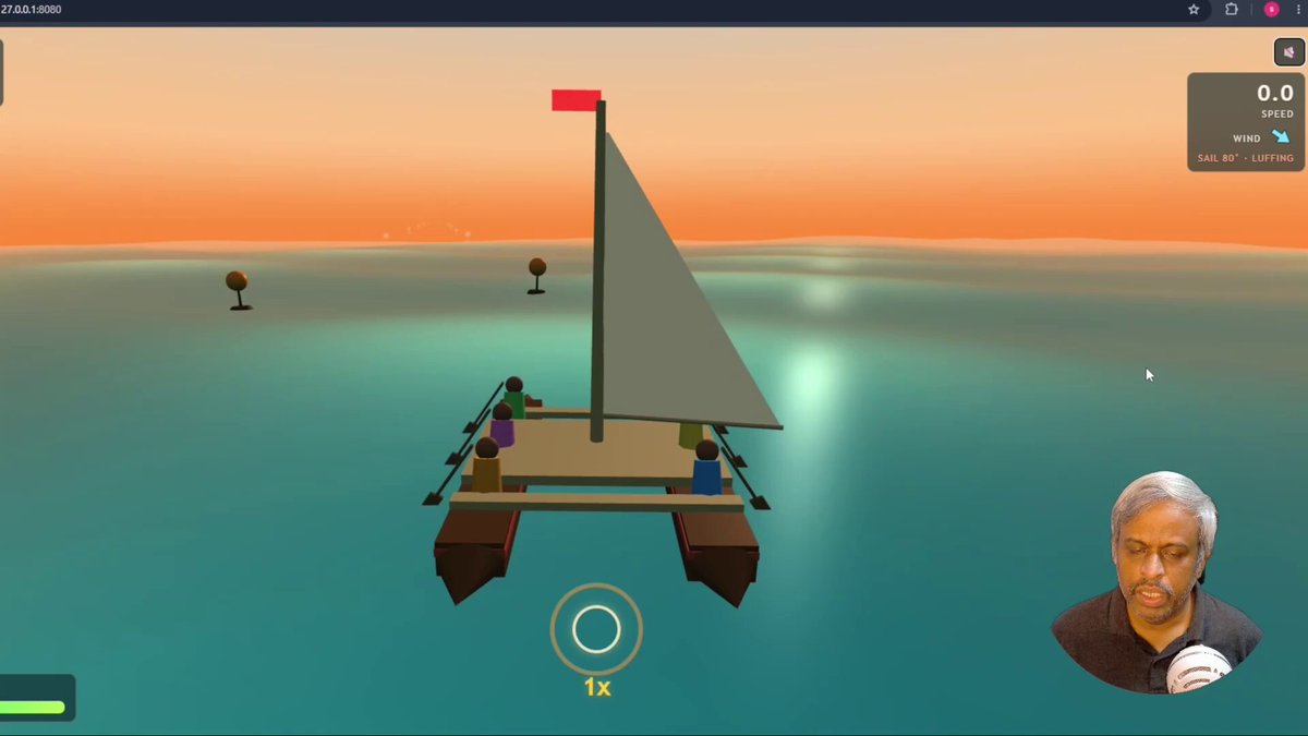 Playable browser boat race plus ISS exploration and 3D city walk demos built with AI coding assistants
