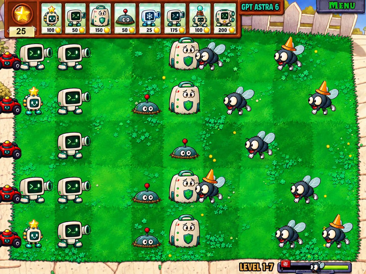 Video of Astra vs. Flies tower-defense gameplay inspired by Plants vs. Zombies