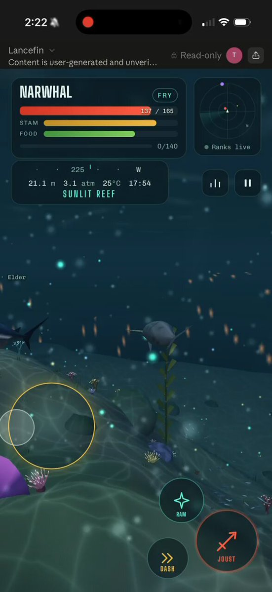 Video capture of a playable game made with Claude Fable 5.1