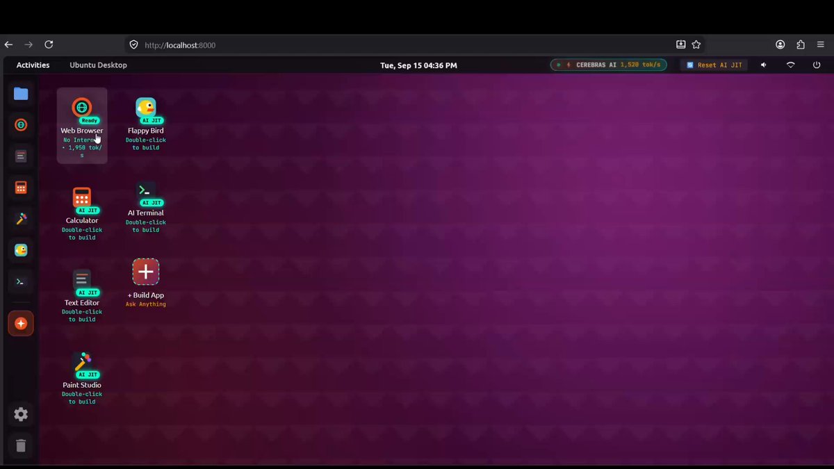 Offline browser demo that hallucinates the internet with Qwen 3.8 27B on Cerebras, no network calls