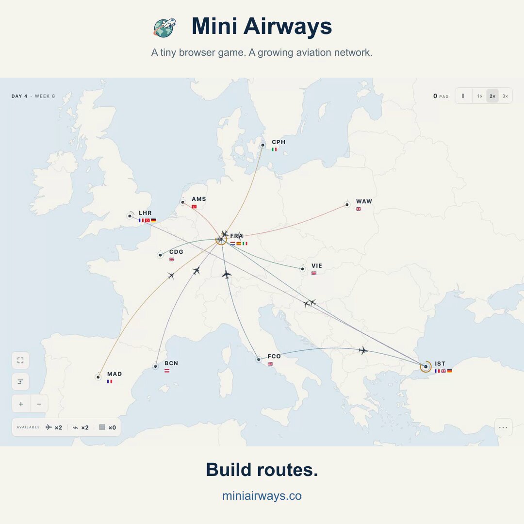 Mini Airways browser airline network game preview