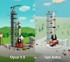 Low-poly rocket on launchpad scene made with Opus 5.5