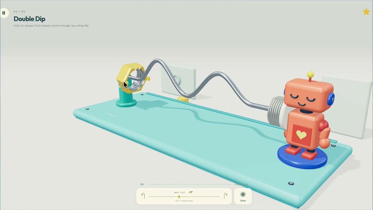 Video preview of a cute robot wire-loop game running in the browser
