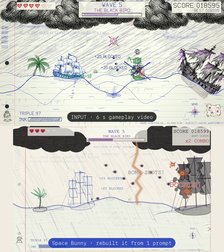 THE BLACK BIRO ballpoint-sketch HTML shooter remade with Space Bunny