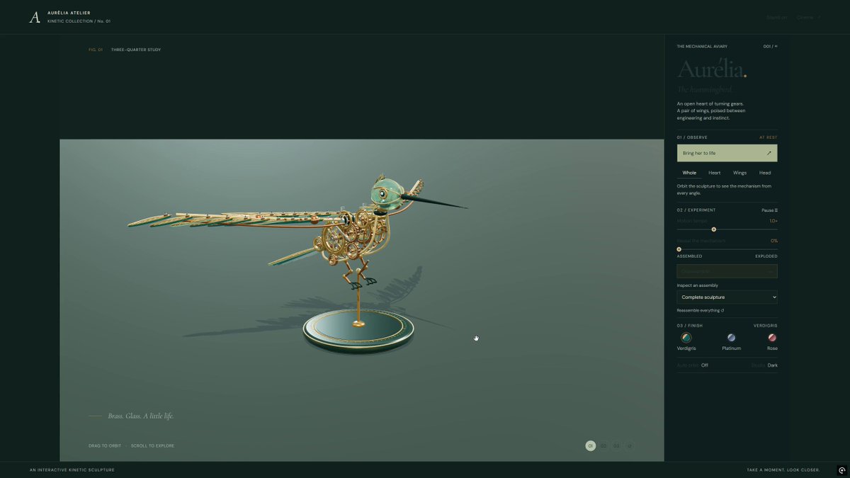 Video preview of interactive mechanical hummingbird with gears